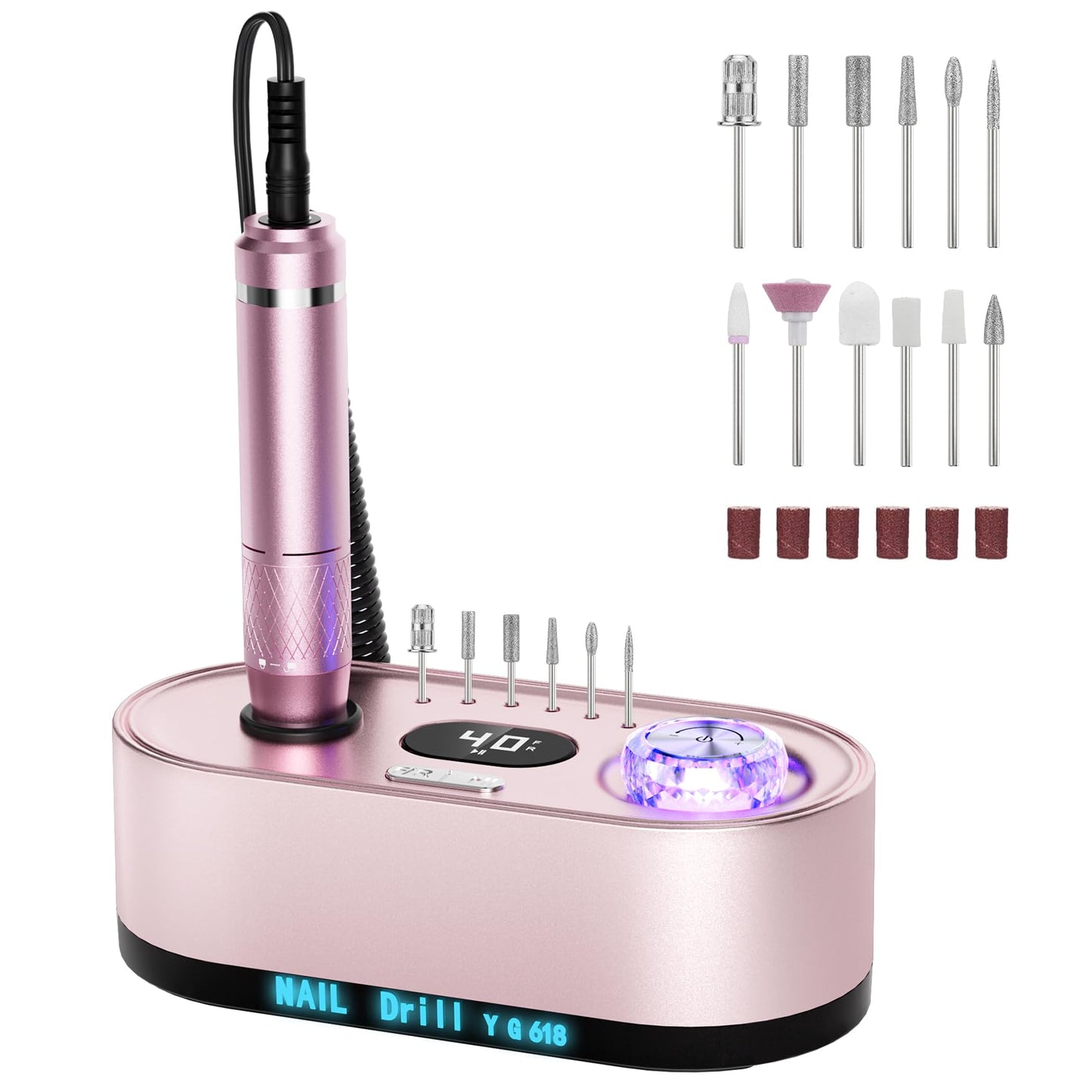 Professional Electric Nail Drill with LCD Display, 40,000 RPM