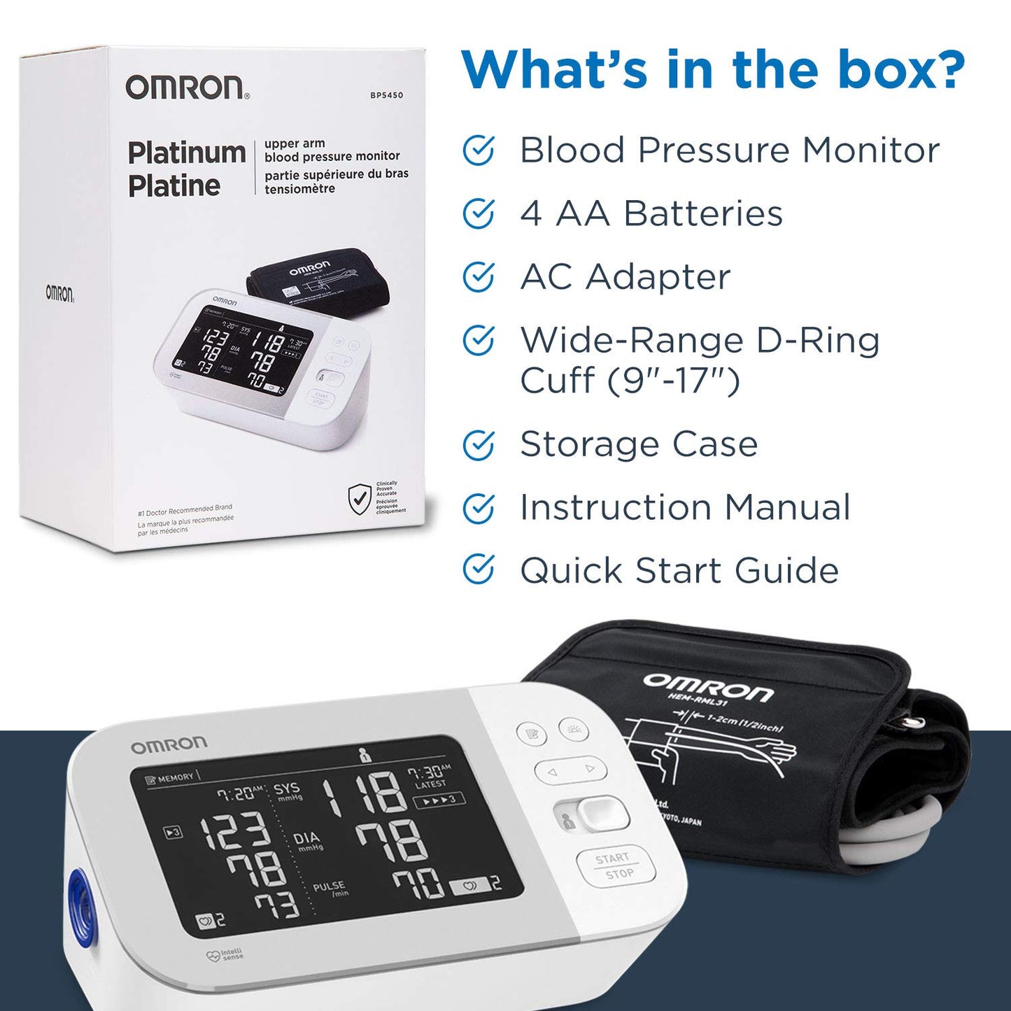 Bluetooth Upper Arm Blood Pressure Monitor for Two Users, 200 Readings