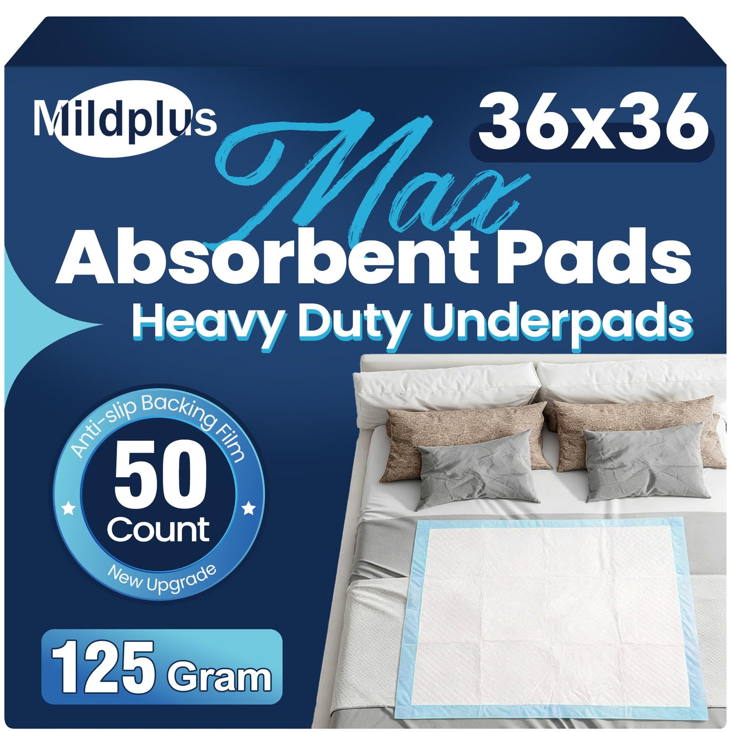 Extra-Large Disposable Underpads for Heavy Incontinence Protection, 50 Count