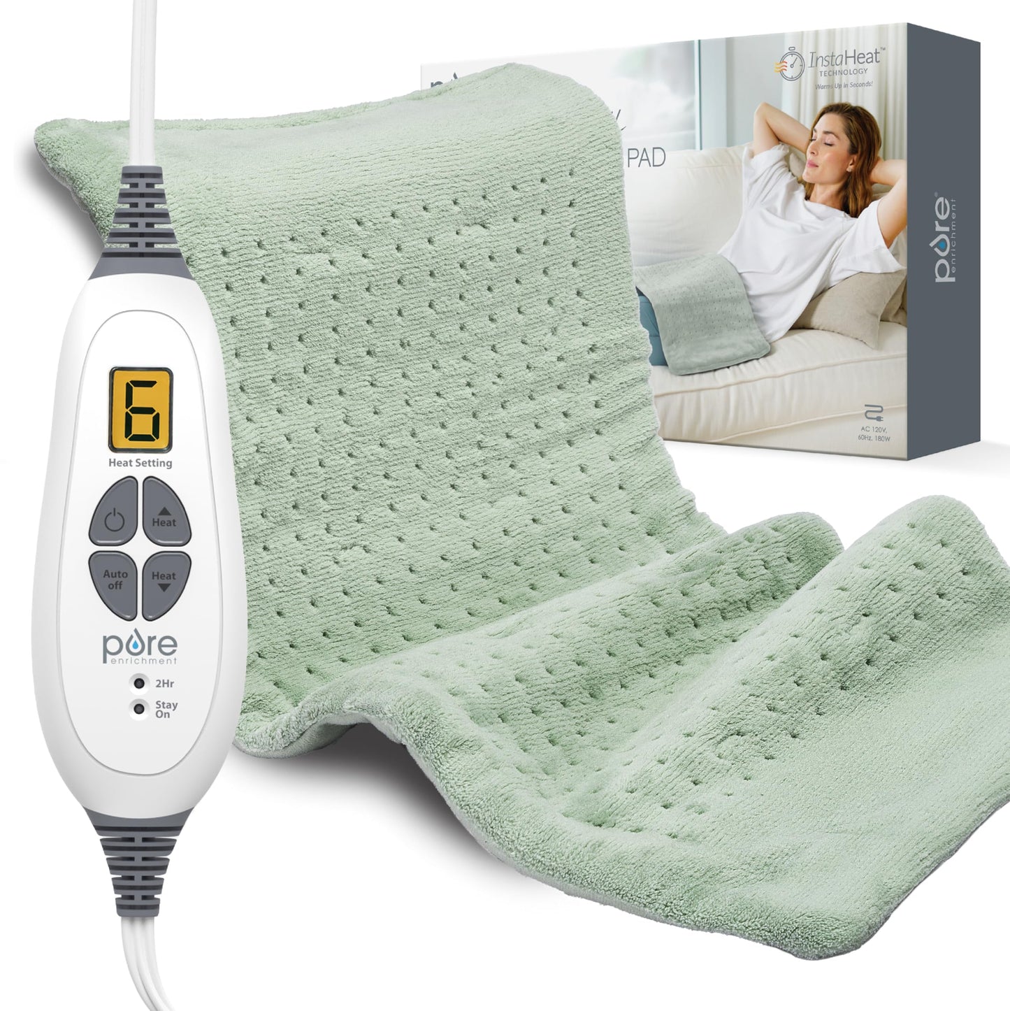 XL Electric Heating Pad with 6 Heat Settings & Auto-Off