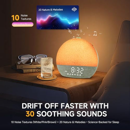 Geuuap Sunrise Alarm Clock White Noise Sound Machine for Bedroom
