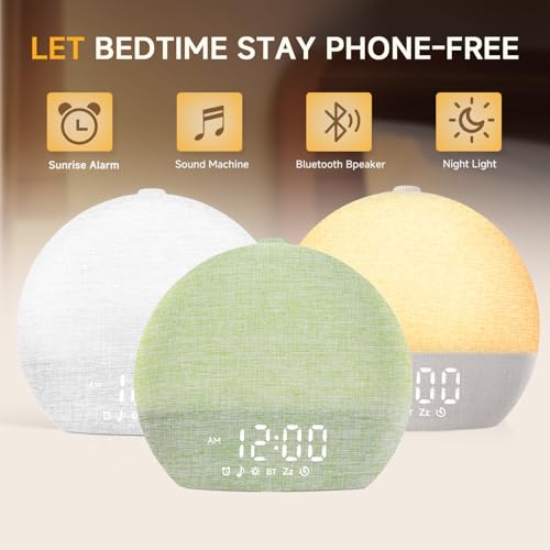 Geuuap Sunrise Alarm Clock White Noise Sound Machine for Bedroom