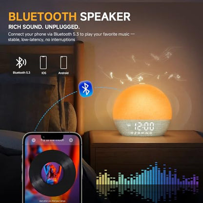 Geuuap Sunrise Alarm Clock White Noise Sound Machine for Bedroom