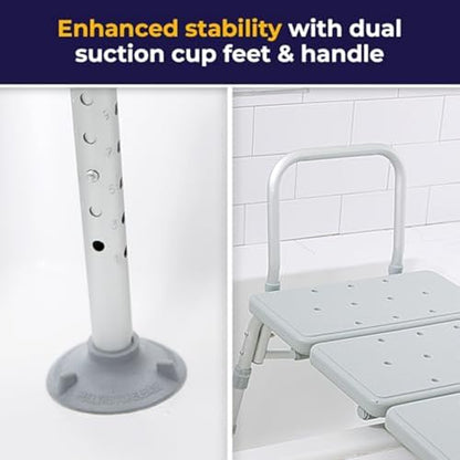 Height-Adjustable Tub Transfer Bench with Backrest, 350 lb Capacity