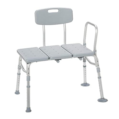Height-Adjustable Tub Transfer Bench with Backrest, 350 lb Capacity