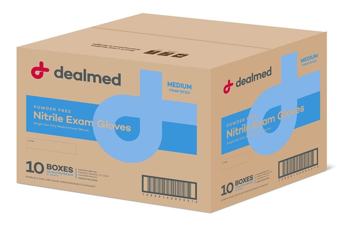 Latex-Free Nitrile Examination Gloves, Medium, 1,000 Count