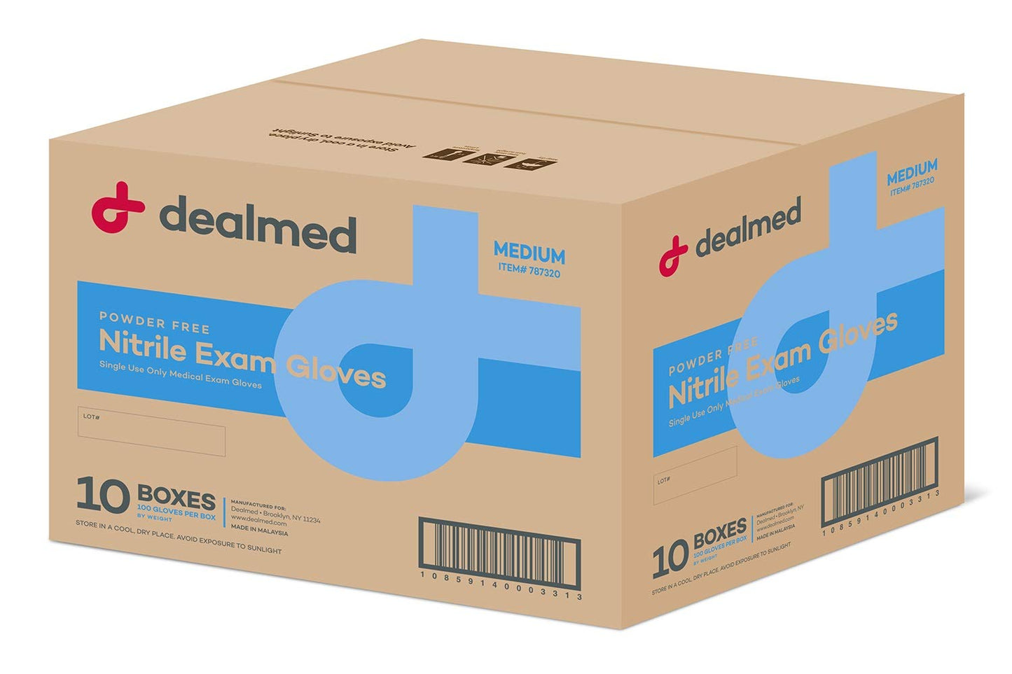 Latex-Free Nitrile Examination Gloves, Medium, 1,000 Count