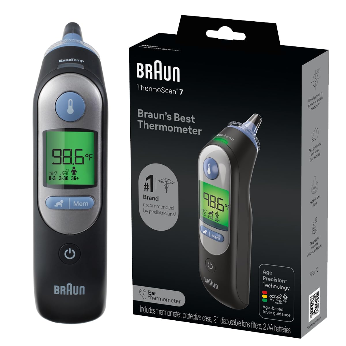 Digital Ear Thermometer with Age Precision and App Connectivity