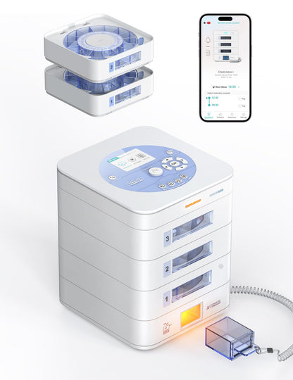 Automatic Pill Dispenser with App Control, LCD Display and Locking Tray