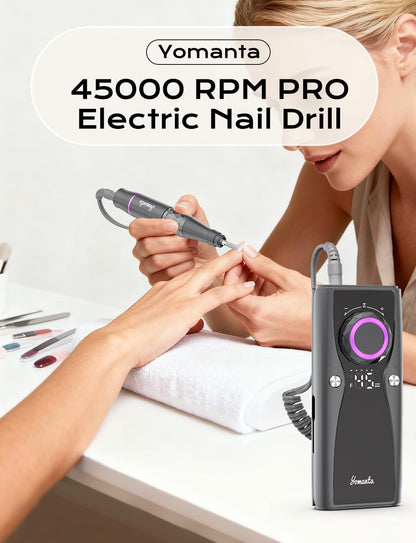 USB Rechargeable Electric Nail Drill with 12 Bits, 45,000 RPM