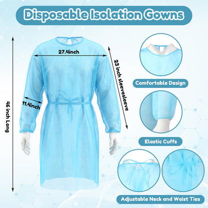 Disposable Isolation Gowns with Double-Tie Back and Elastic Cuffs