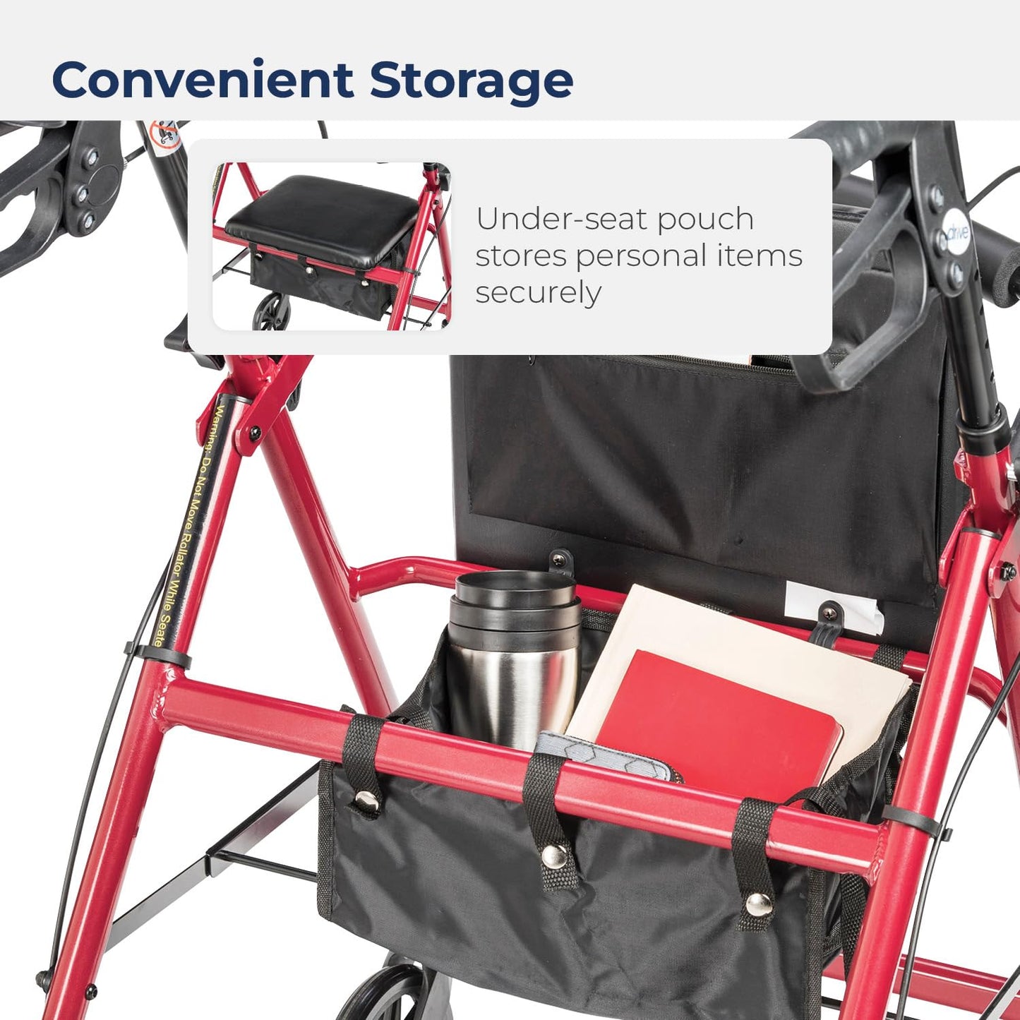 Drive Medical Four Wheel Rollator with Fold Up Removable Back Support