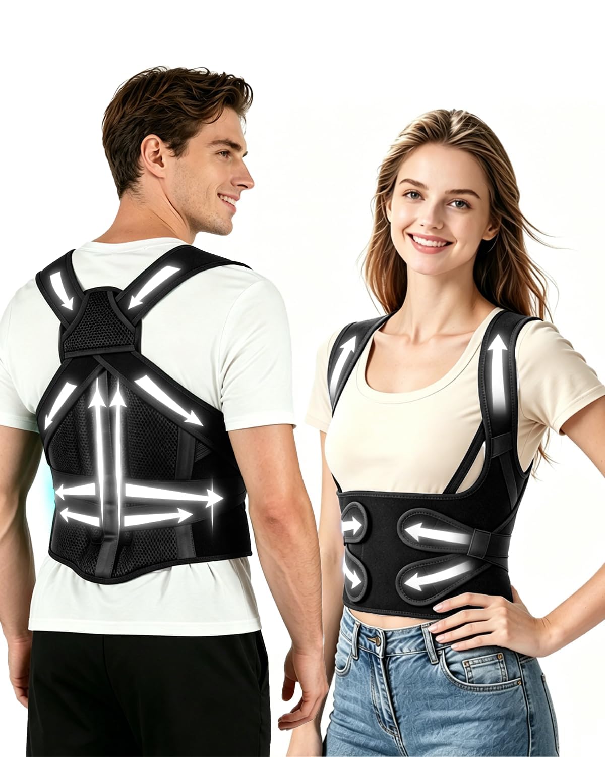 Adjustable Posture Corrector with Dual Support Bars for Daily Wear