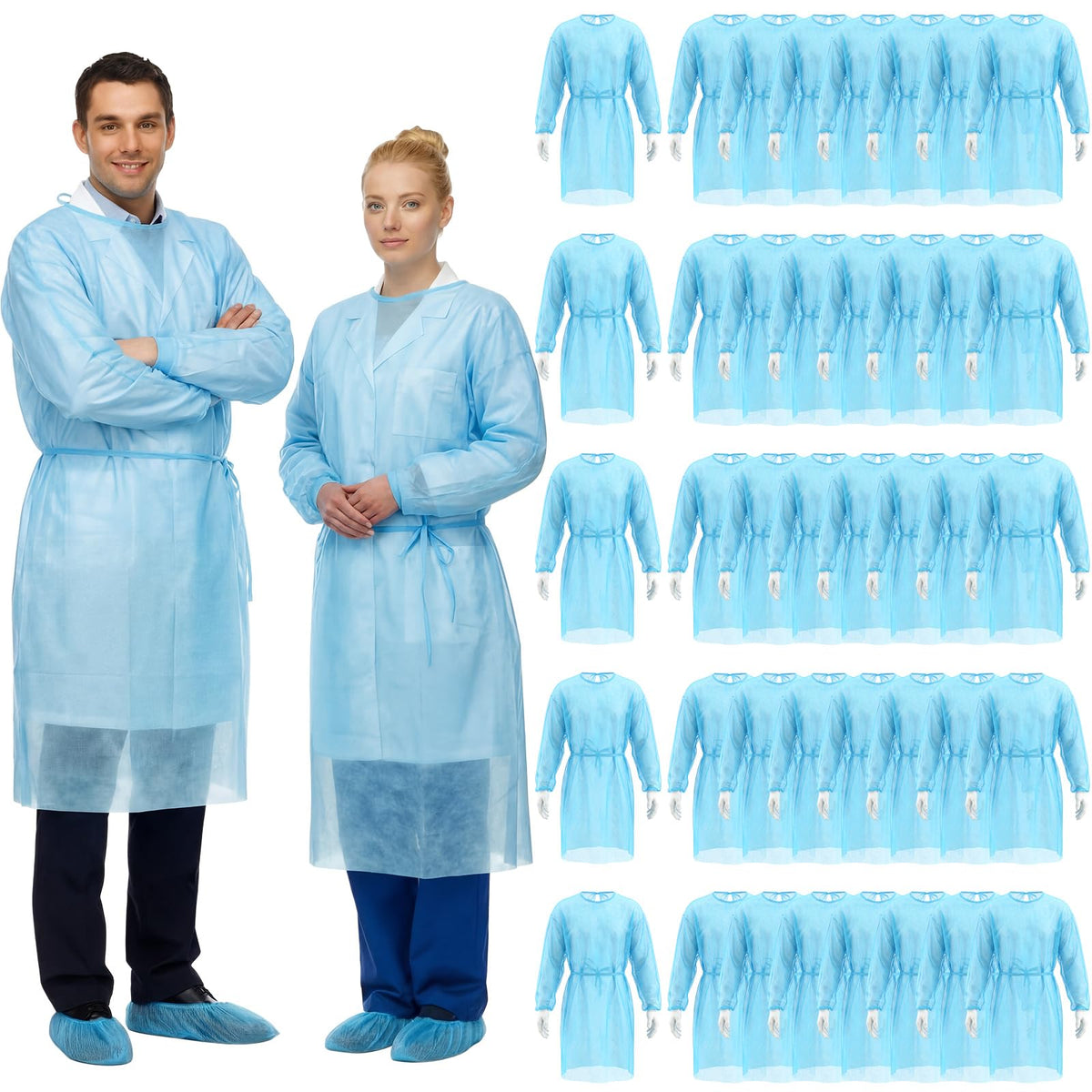 Disposable Isolation Gowns with Double-Tie Back and Elastic Cuffs