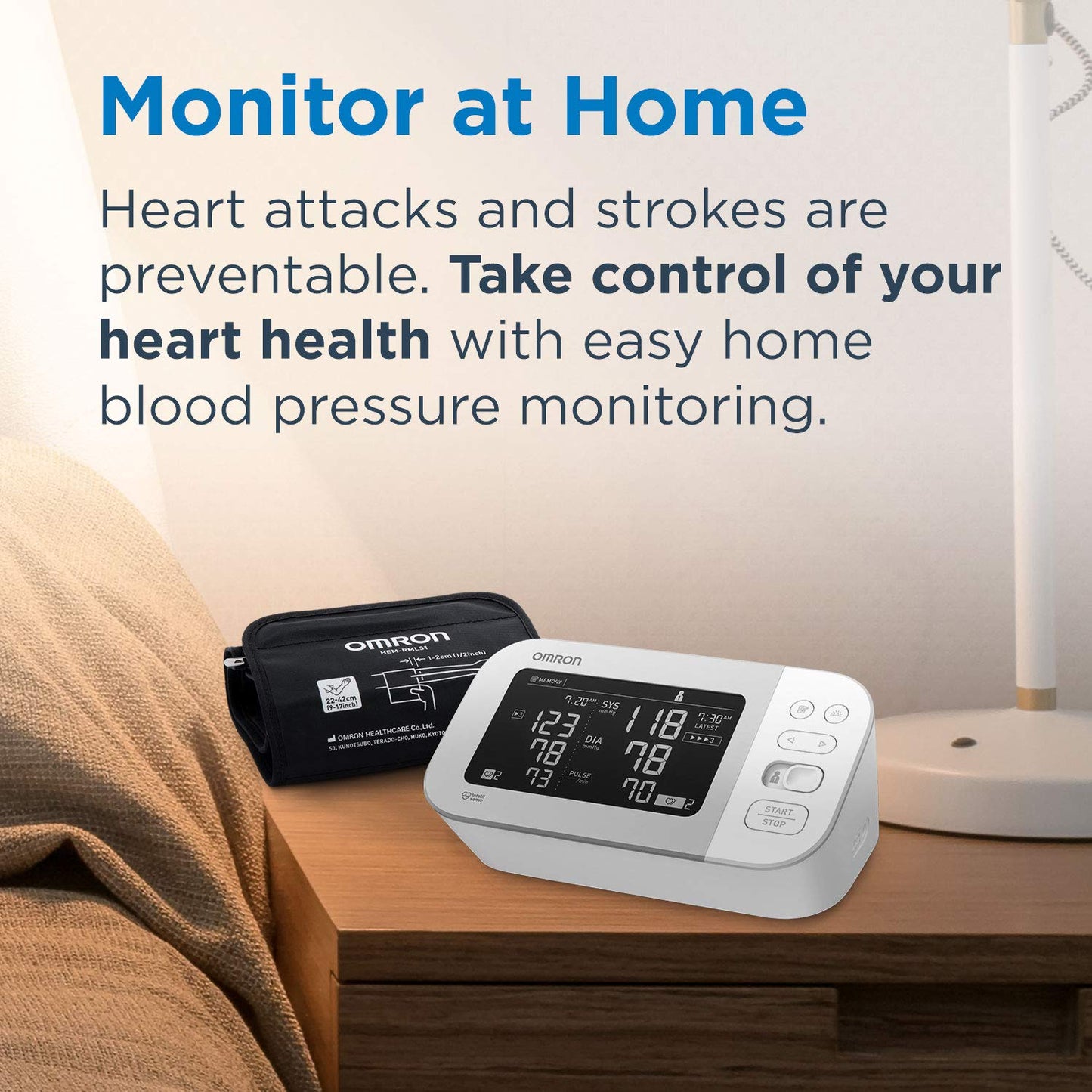 Bluetooth Upper Arm Blood Pressure Monitor for Two Users, 200 Readings