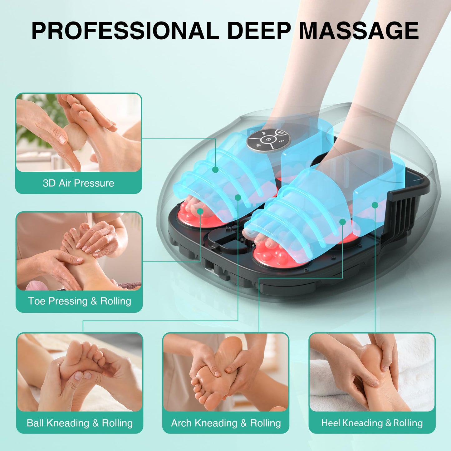 Heated Shiatsu Foot Massager with Air Compression & App Control