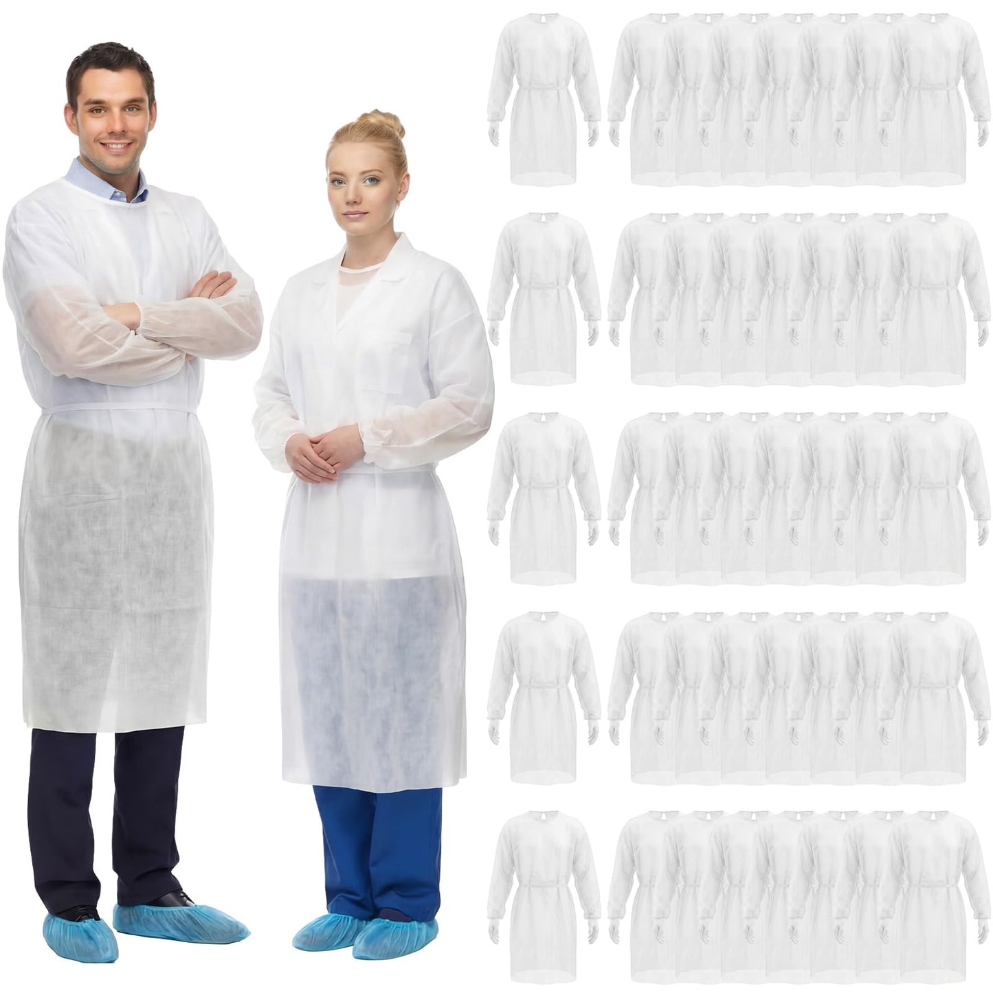 Disposable Isolation Gowns with Double-Tie Back and Elastic Cuffs