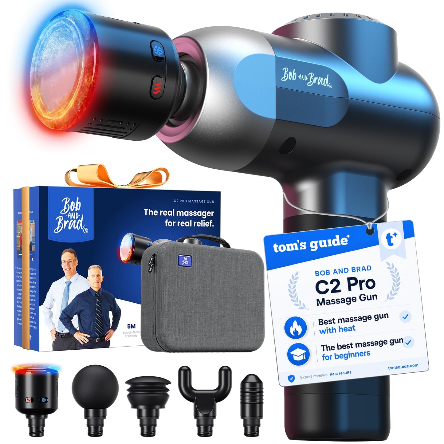 Deep Tissue Percussion Massage Gun with 5 Speeds & 5 Heads