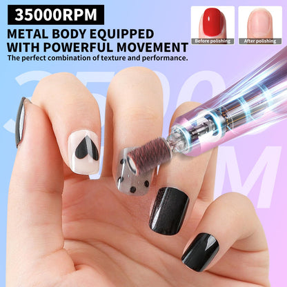 Cordless Rechargeable Nail Drill with Holder, 35,000 RPM