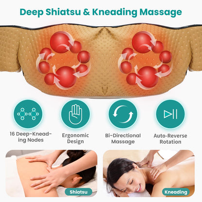 Nekteck Shiatsu Neck Massager with Heat for Pain Relief Deep Tissue