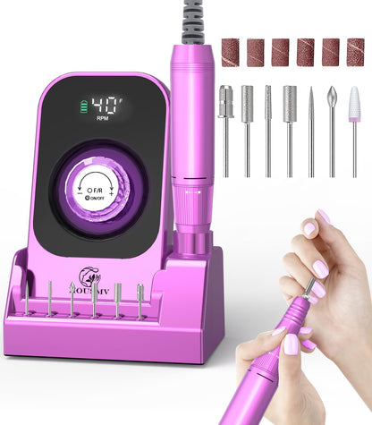 Cordless Rechargeable Nail Drill with Bits & Base, 40,000 RPM