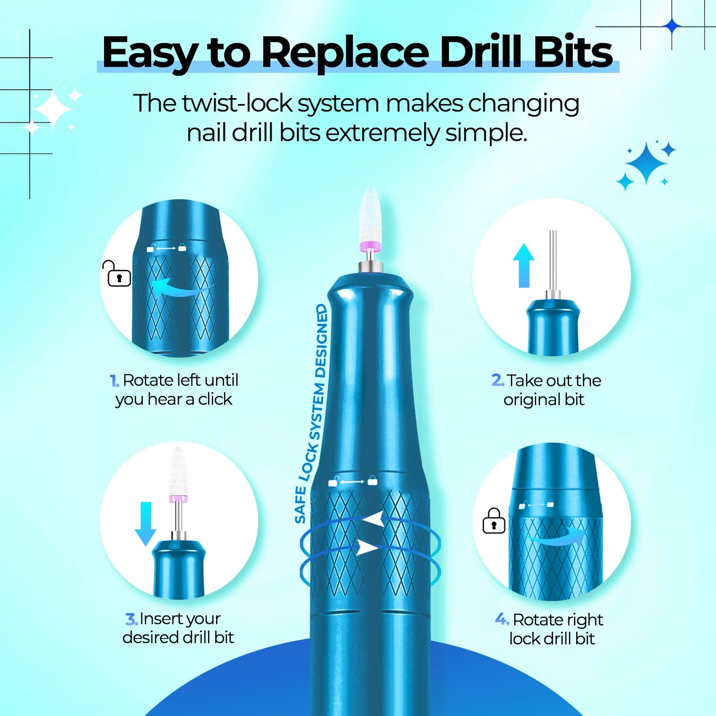 Professional Electric Nail Drill with LCD Display, 40,000 RPM