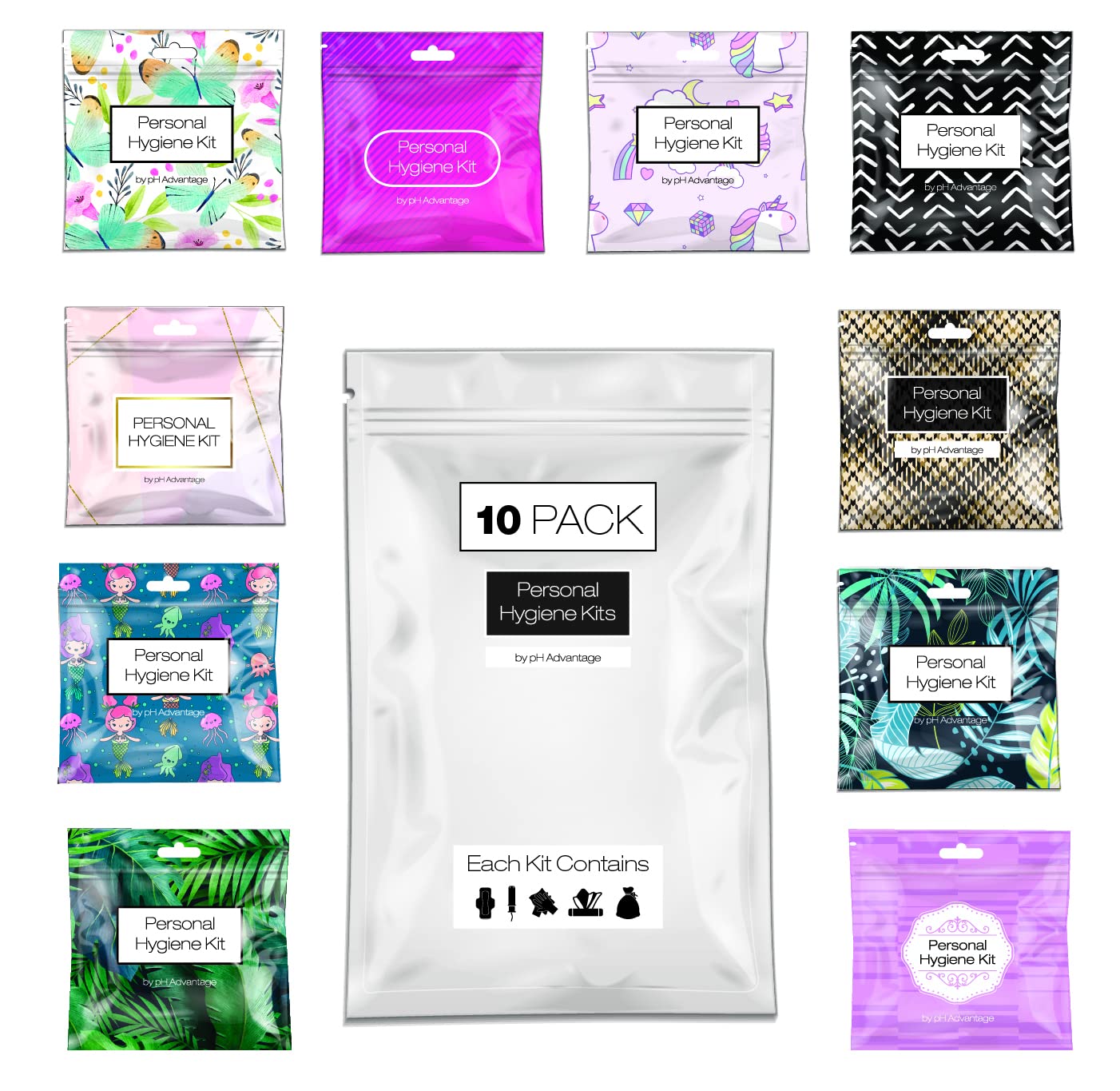 All-in-One Menstrual Care Kit with Individually Wrapped Essentials, 60 Pack