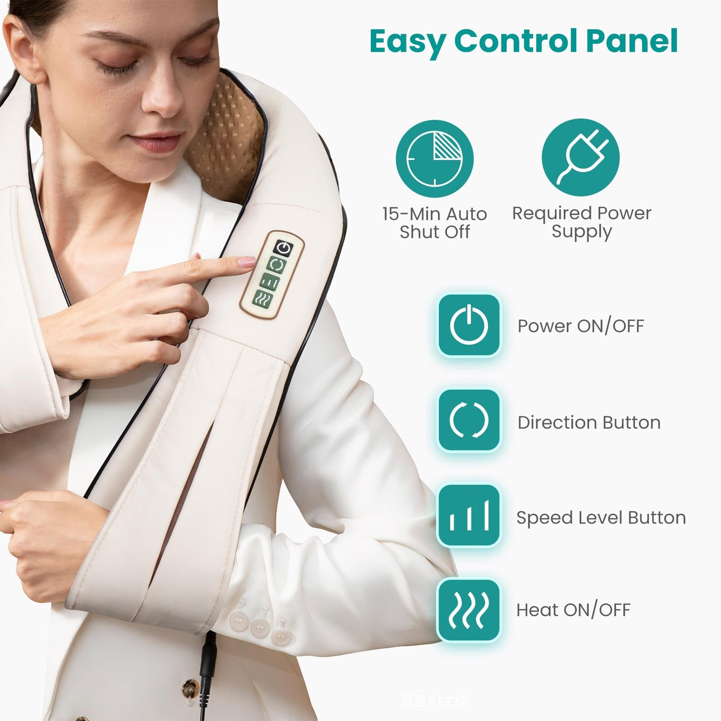 Nekteck Shiatsu Neck Massager with Heat for Pain Relief Deep Tissue