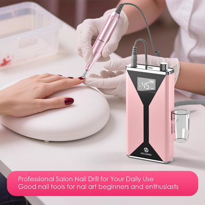 HELIVIVE Professional Electric Nail Drill 45000RPM Cordless Nail File