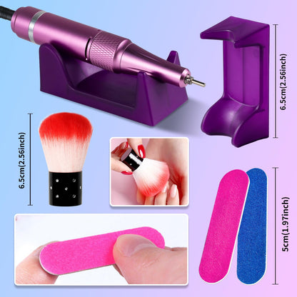 Cordless Rechargeable Nail Drill with Holder, 35,000 RPM