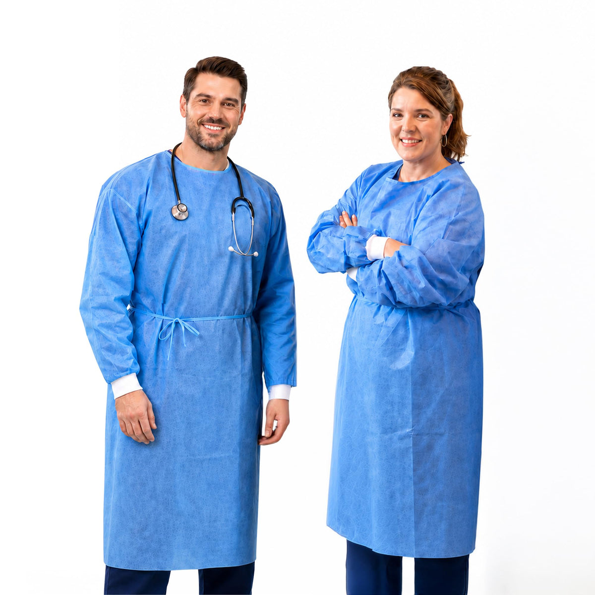 Level 2 Disposable Isolation Gowns with Full Back Coverage and Knit Cuffs