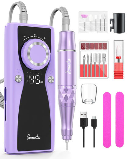 USB Rechargeable Electric Nail Drill with 12 Bits, 45,000 RPM