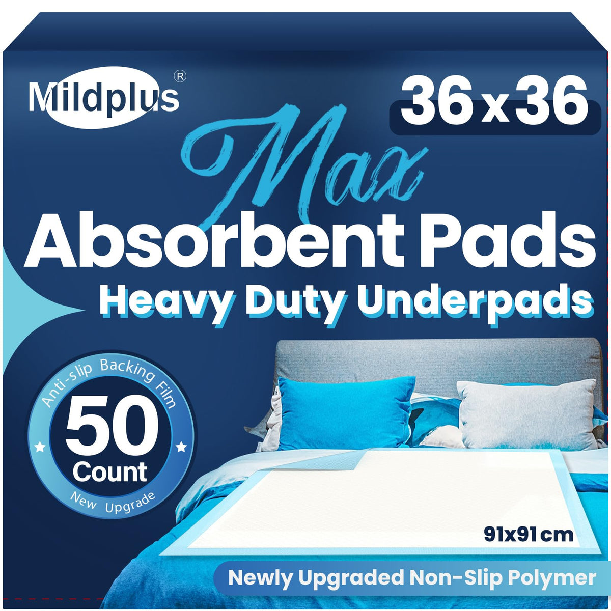 Extra-Large Disposable Underpads for Heavy Incontinence Protection, 50 Count