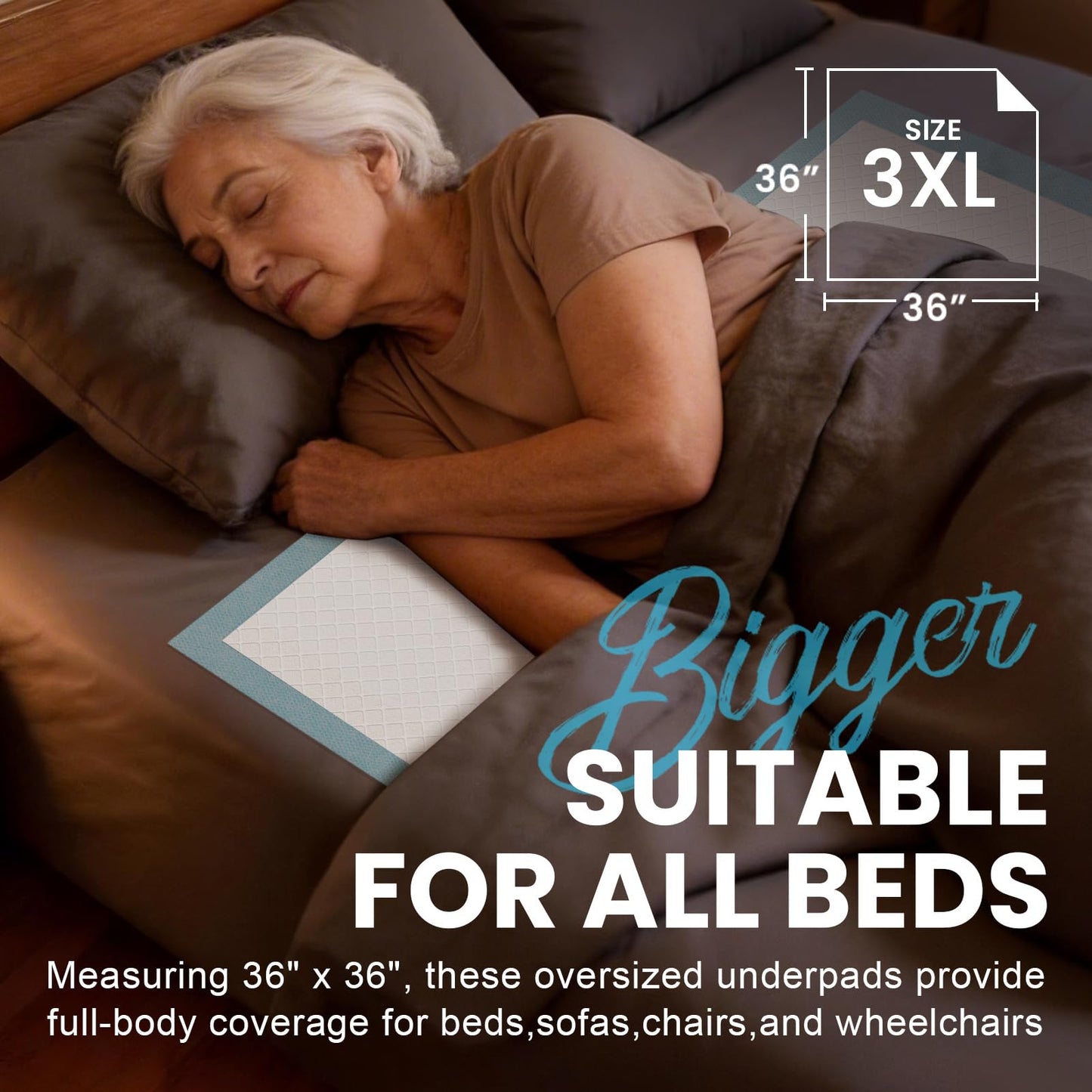 Extra-Large Disposable Underpads for Heavy Incontinence Protection, 50 Count