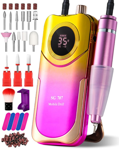 Cordless Rechargeable Nail Drill with Holder, 35,000 RPM