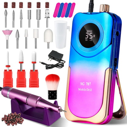 Cordless Rechargeable Nail Drill with Holder, 35,000 RPM