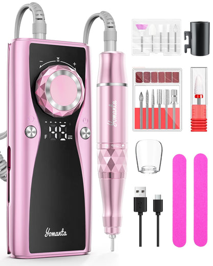 USB Rechargeable Electric Nail Drill with 12 Bits, 45,000 RPM
