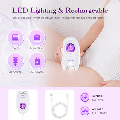 2-in-1 Rechargeable Epilator & Electric Shaver with LED Light