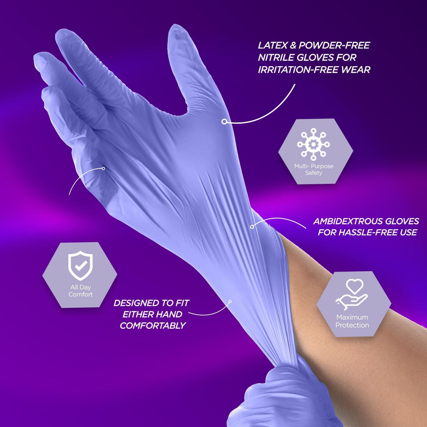 Medical-Grade Nitrile Examination Gloves, Powder-Free, 1,200 Count
