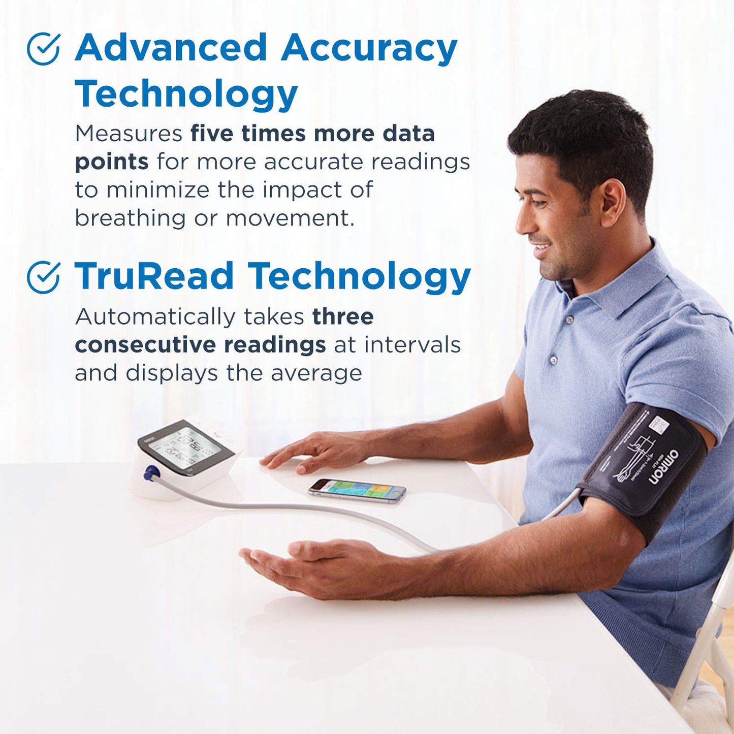 Bluetooth Upper Arm Blood Pressure Monitor for Two Users, 200 Readings