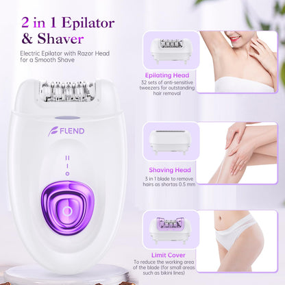 2-in-1 Rechargeable Epilator & Electric Shaver with LED Light