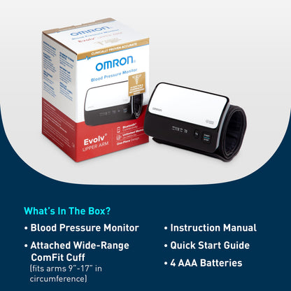 Wireless Upper Arm Blood Pressure Monitor with Bluetooth Connectivity