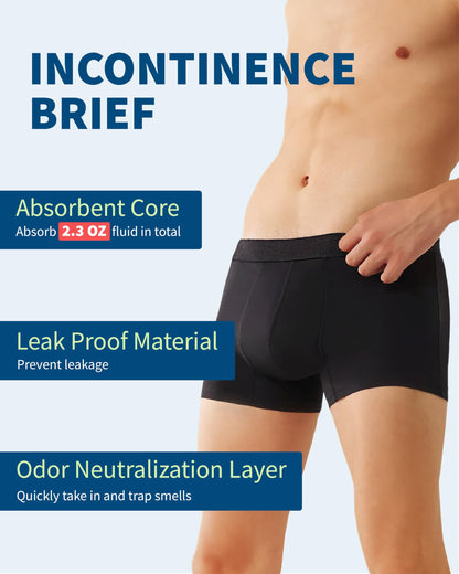 Washable Men’s Incontinence Underwear with Leakproof Absorbent Protection