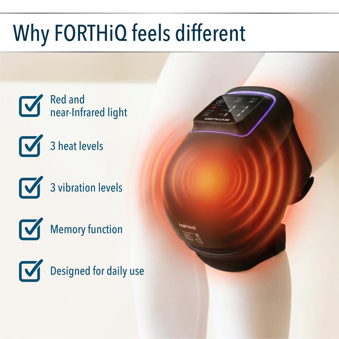Heated Knee Massager with Red Light Therapy for Pain Relief
