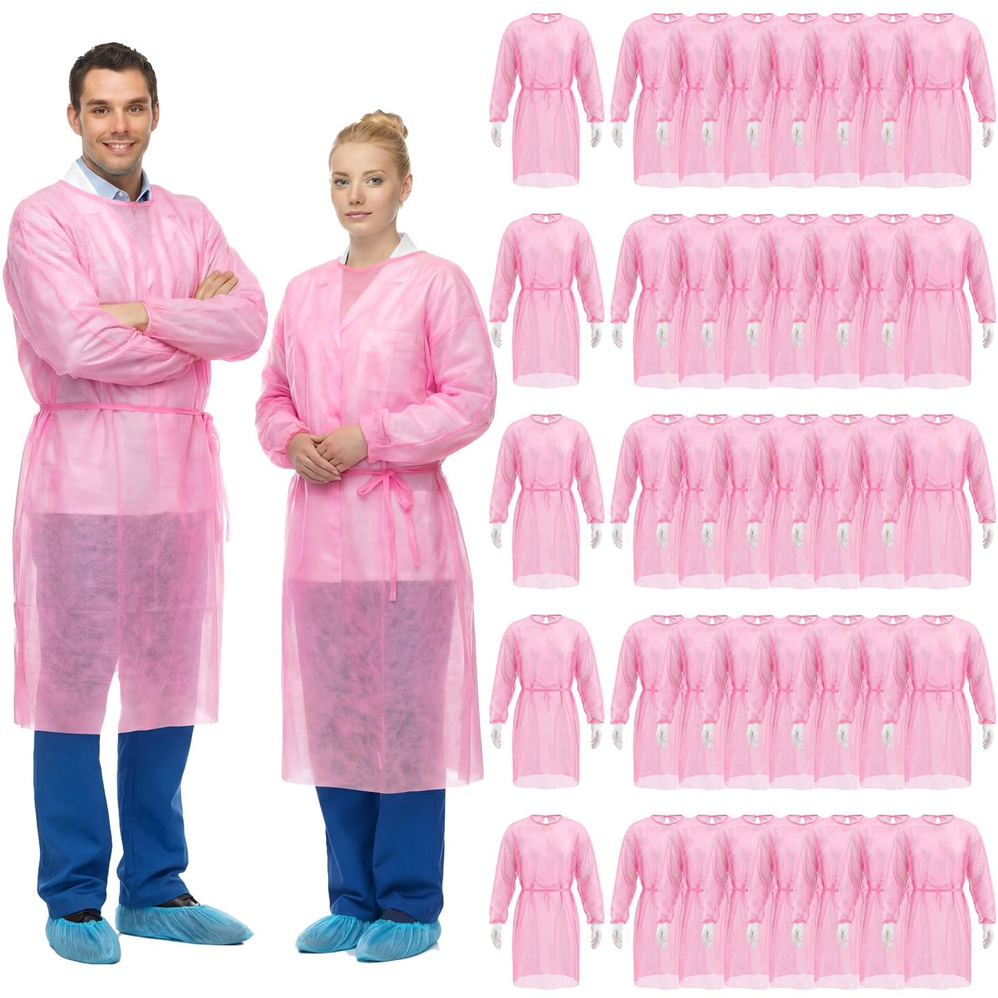 Disposable Isolation Gowns with Double-Tie Back and Elastic Cuffs