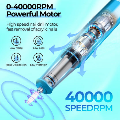 Professional Electric Nail Drill with LCD Display, 40,000 RPM