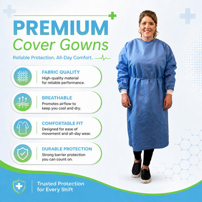 Level 2 Disposable Isolation Gowns with Full Back Coverage and Knit Cuffs