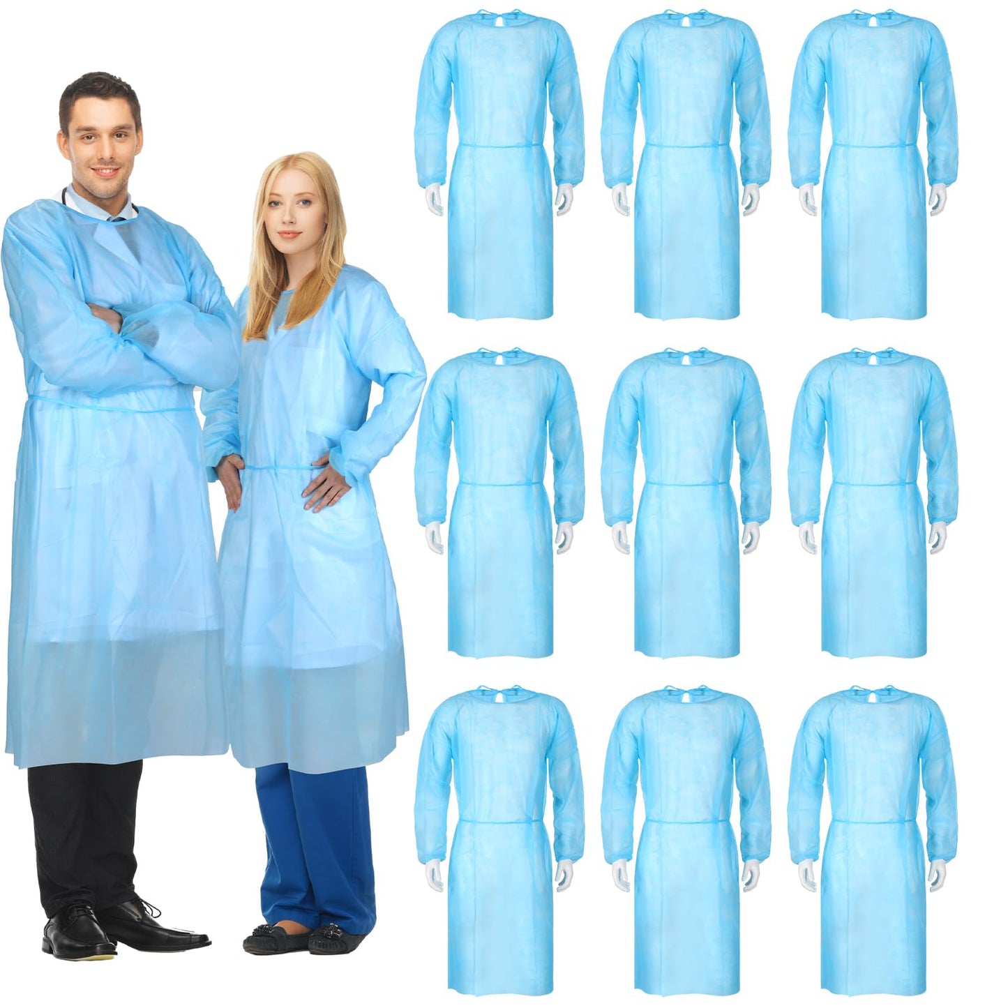 Disposable Isolation Gowns with Double-Tie Back and Elastic Cuffs