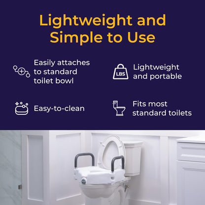 Drive Medical RTL12027RA 2-in-1 Raised Toilet Seat with Removable Padded Arms