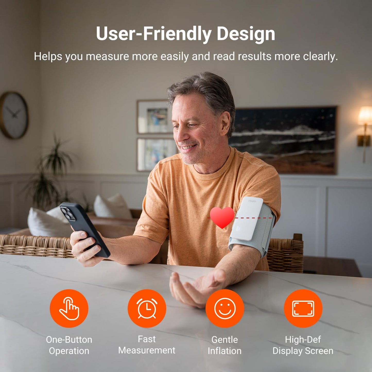 Wireless Upper Arm Blood Pressure Monitor with Bluetooth App Tracking
